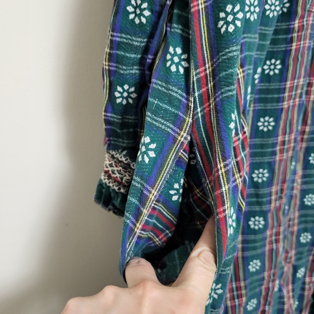 Lanz of Salzburg Red Plaid Flannel Nightgown Cotton Long Sleeve Maxi Winter Sz S - Picture 8 of 9